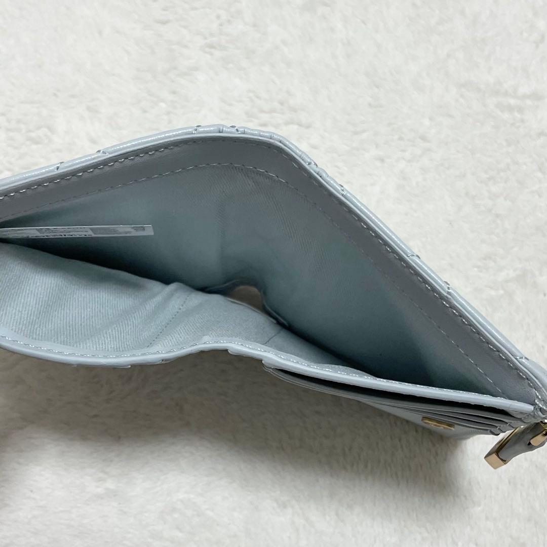 CHARLES&KEITH キルティングトップジップ スモールウォレット ブルー