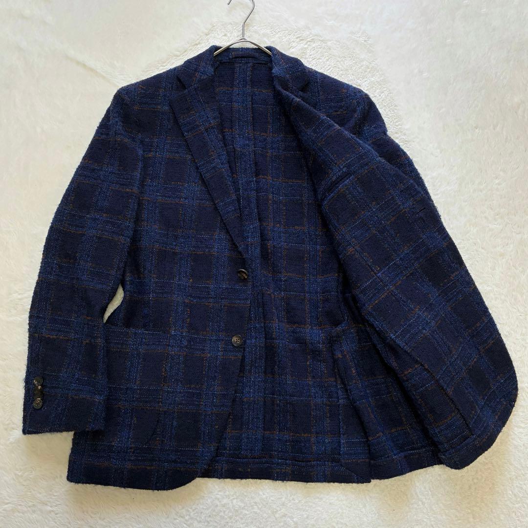 LARDINI テーラードジャケット 大判チェック ツイード 48