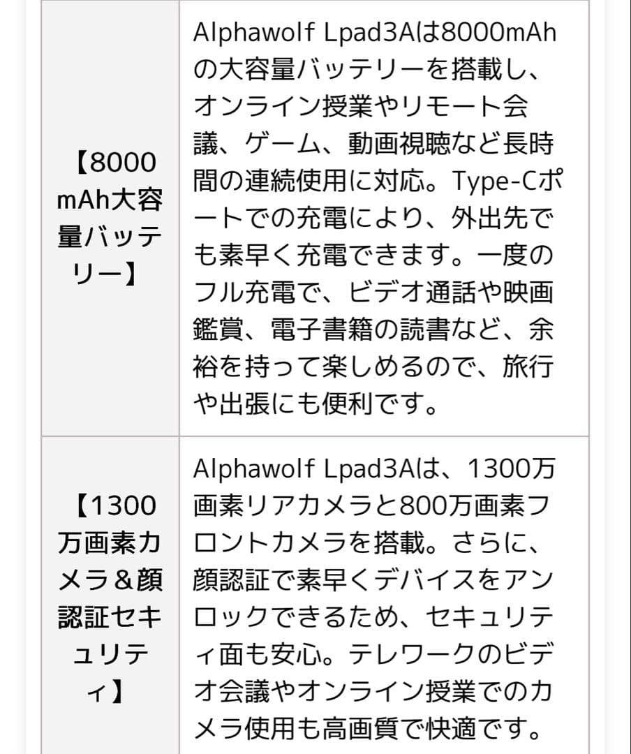 （ほぼ未使用）ALPHAWOLF LPad3A 11インチタブレット
