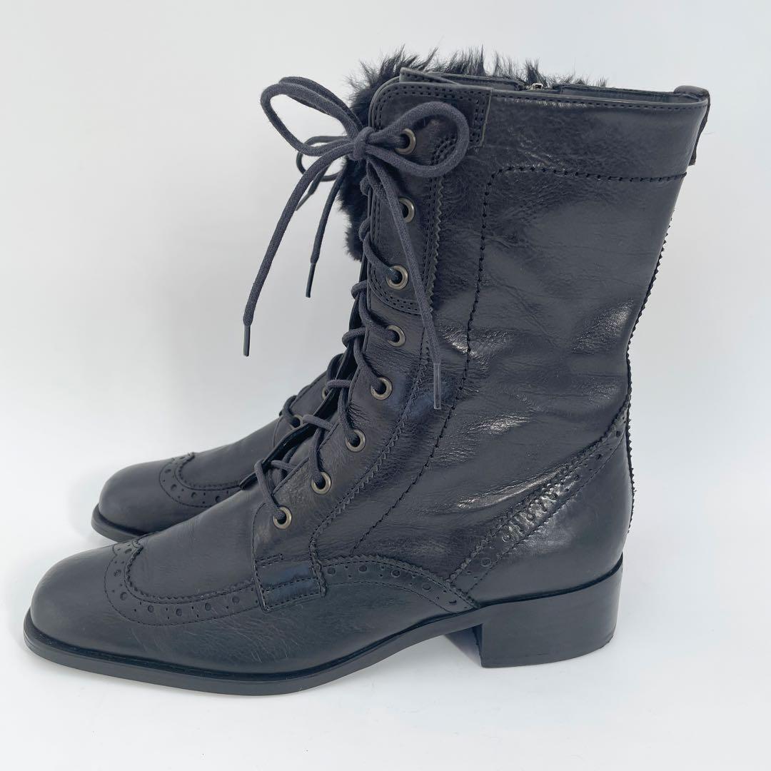 【希少】REGAL２way レースアップショートブーツ ファー付き レザー 24