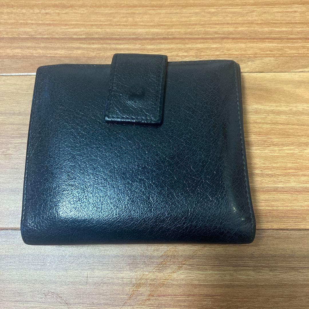 YSL ブラックレザー 二つ折り財布 スタッズ付き