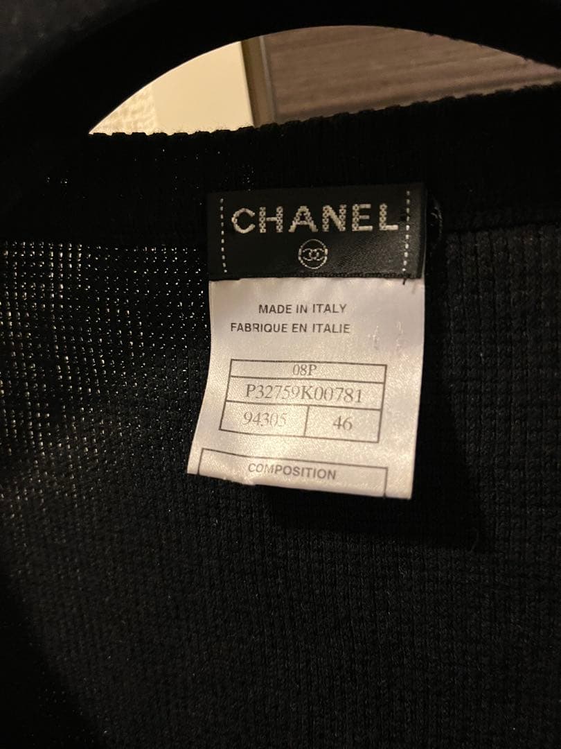 CHANEL サマーニット　半袖　Tシャツ　ブラック　トップス　カットソー　46