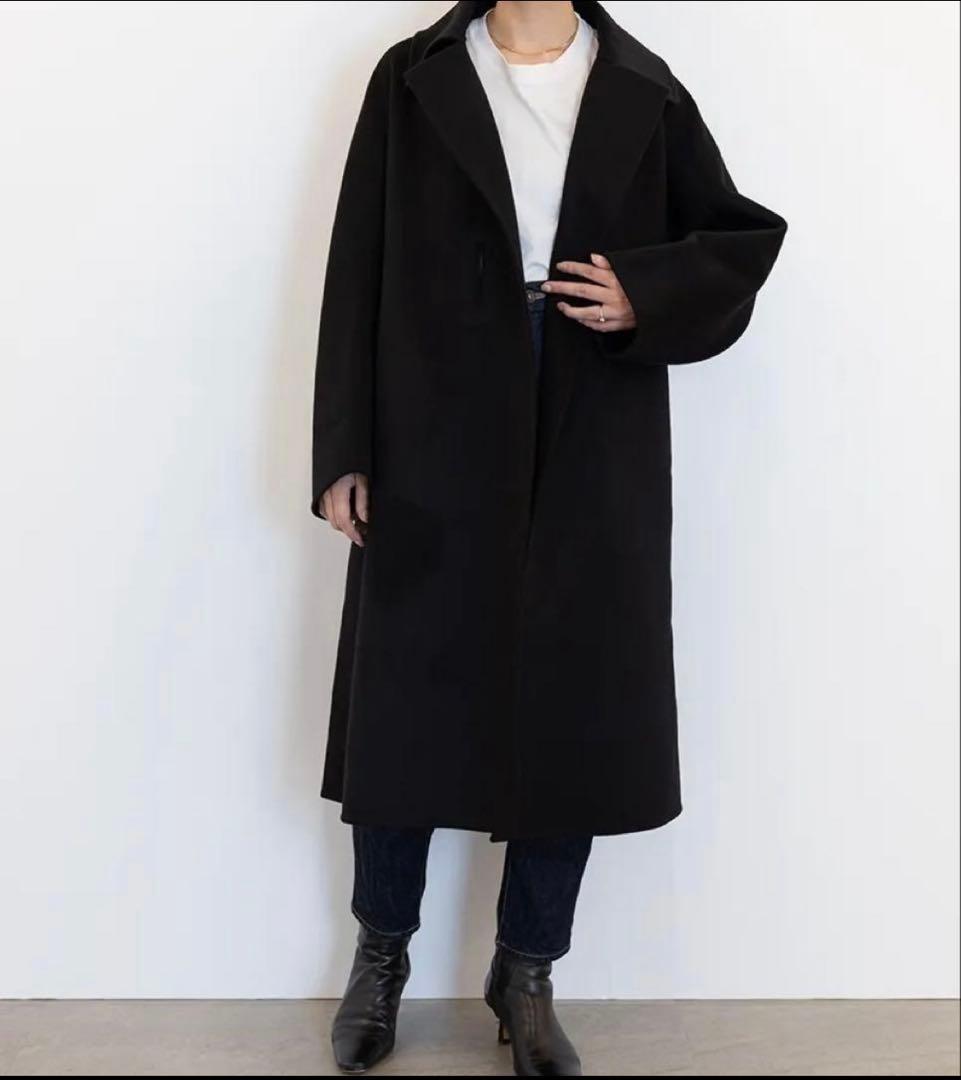 新品未使用ユニクロ　＋J　カシミヤブレンド ラップロングコート　S　黒