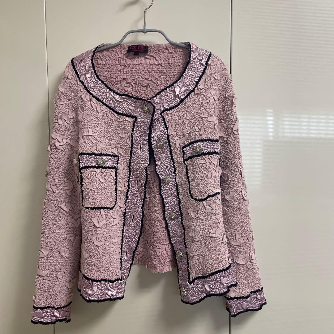 YUKI TORII プリーツフリル加工ノーカラージャケット