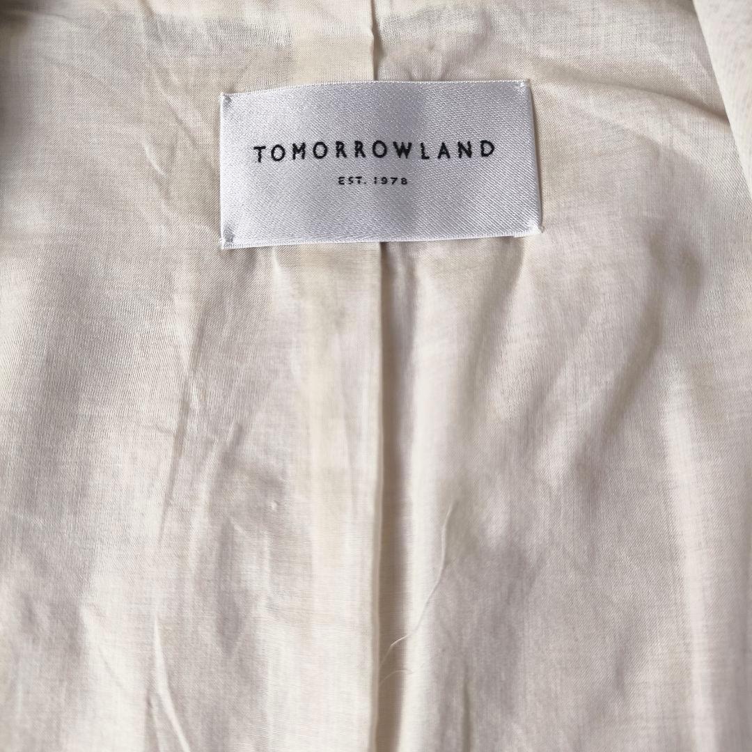 【美品】トゥモローランド ノーカラー ベルト付 ロングコート 36
