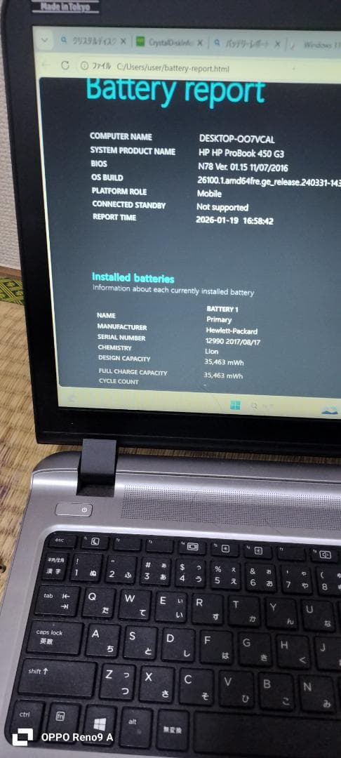 15.6型　ノートPC HP ProBooK 450 G3 windows11