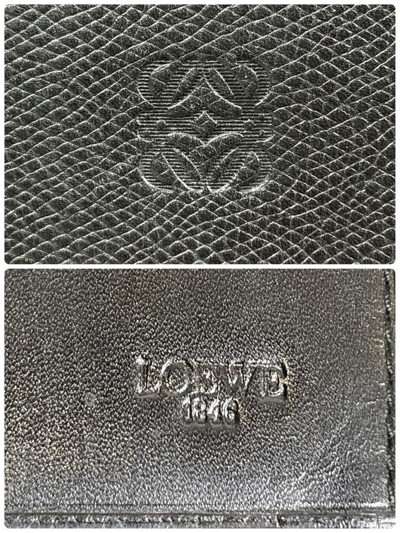LOEWE アナグラム オールレザー 三つ折り財布 コンパクトシボ革 黒 収納◎