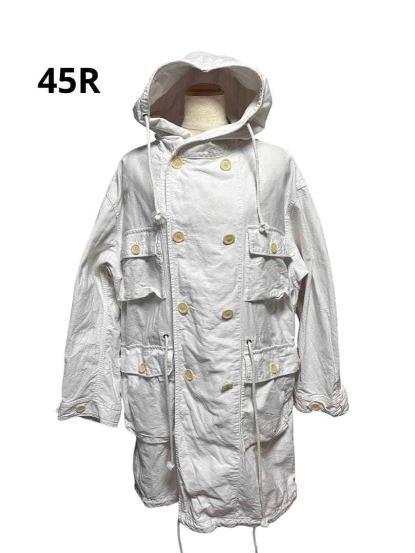 45R 麦サテンのUMiiモッズコート ホワイト
