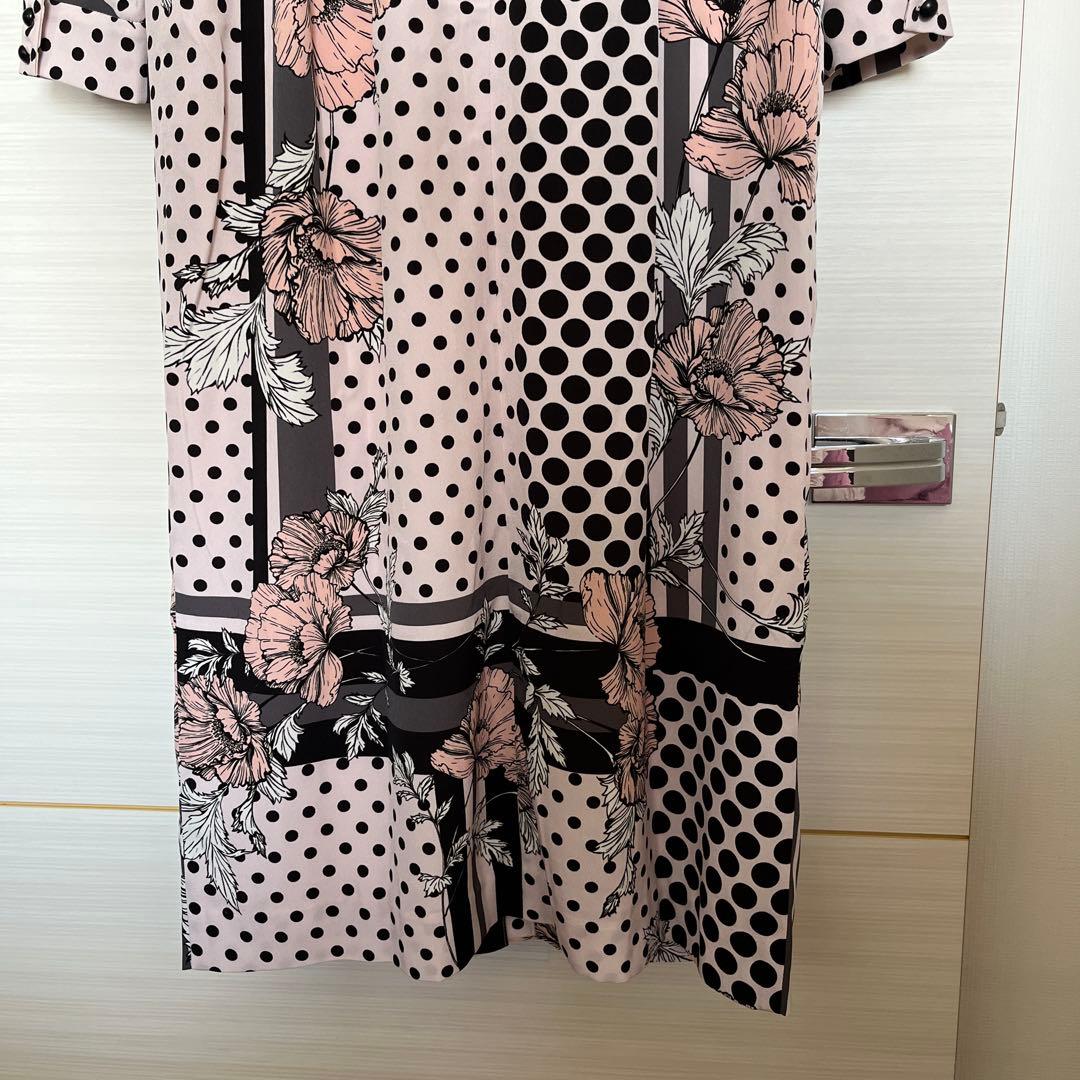 【新品未使用】Pinky&Dianne ラインブロックフラワープリントワンピース