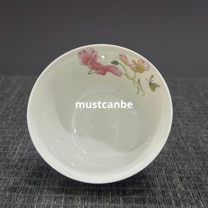 中国茶器 景徳鎮 琺瑯パステル花絵湯飲み 飲食茶器 新商品未使用