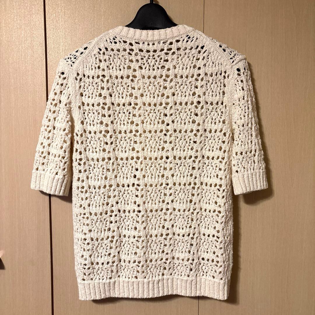 theory luxe アイボリー レース編みカーディガン