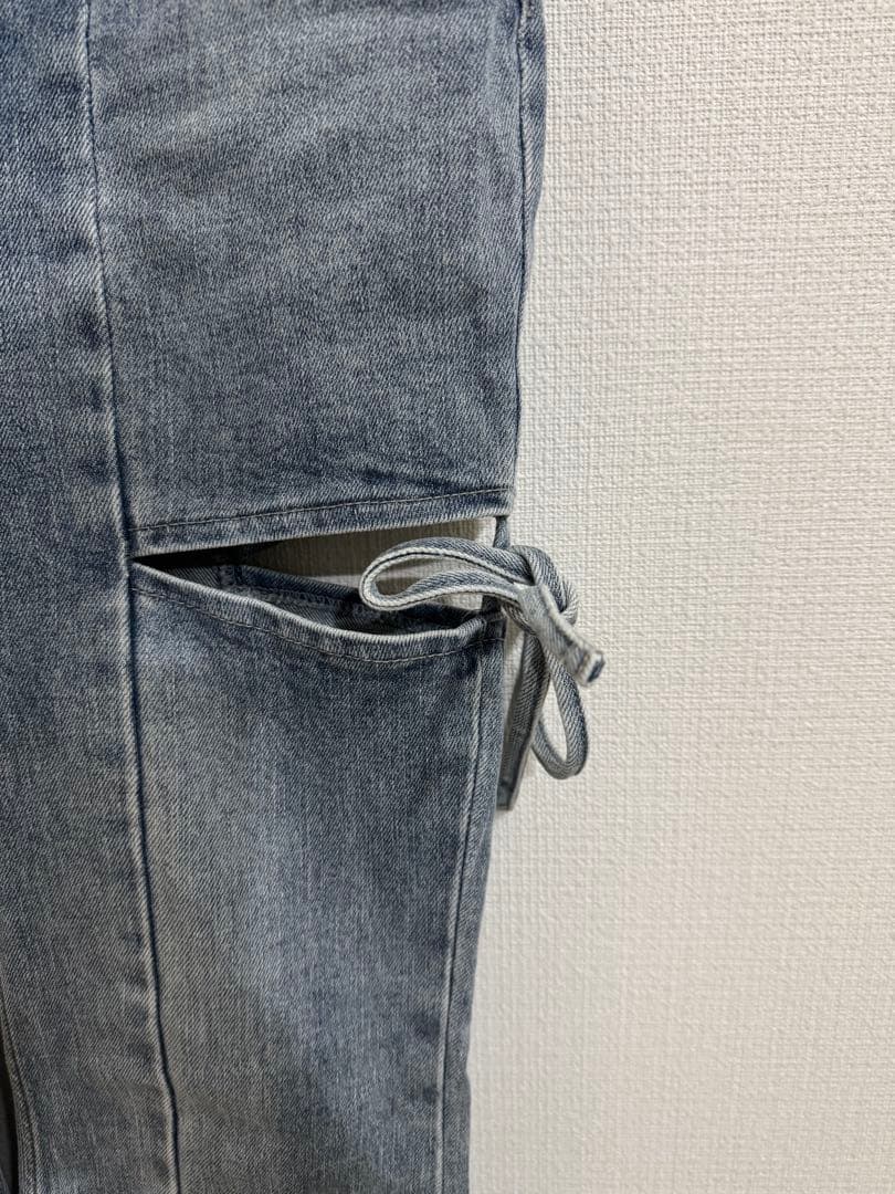 RESEXXY カットアウトリボンデニムパンツ アイスブルー