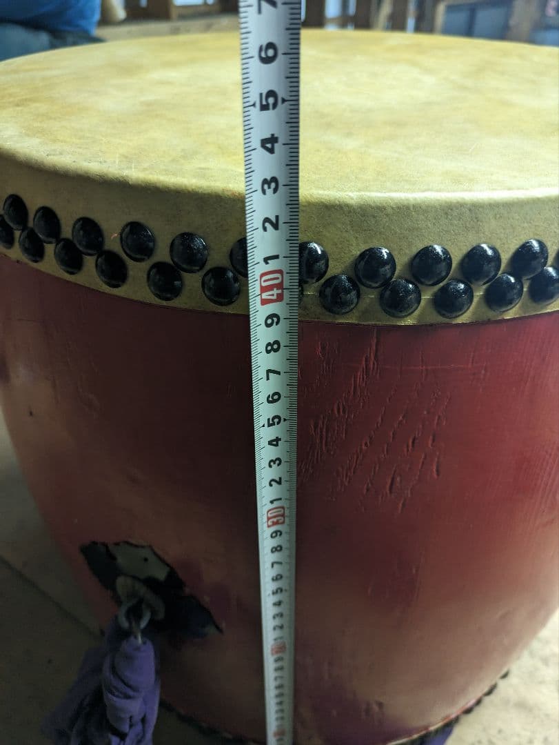 赤い和太鼓 木製 直径約40cm