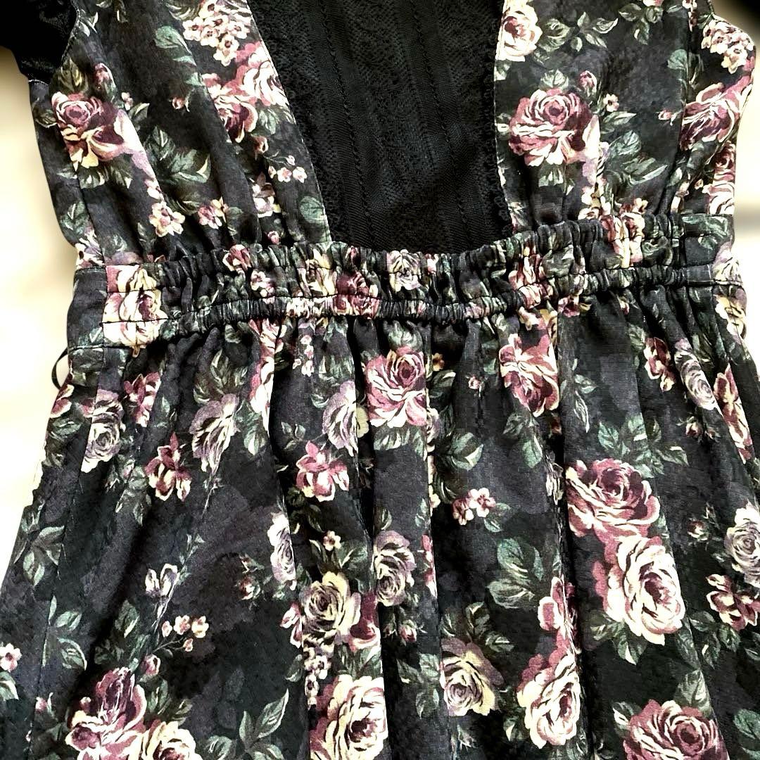axes femme ジャンドレフラワーワンピ・はしごリボンレースプルオーバー