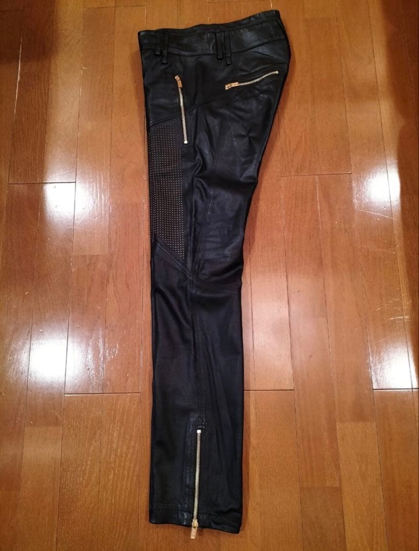 希少 VERSACE for  本革 スタッズ レザーパンツ 44