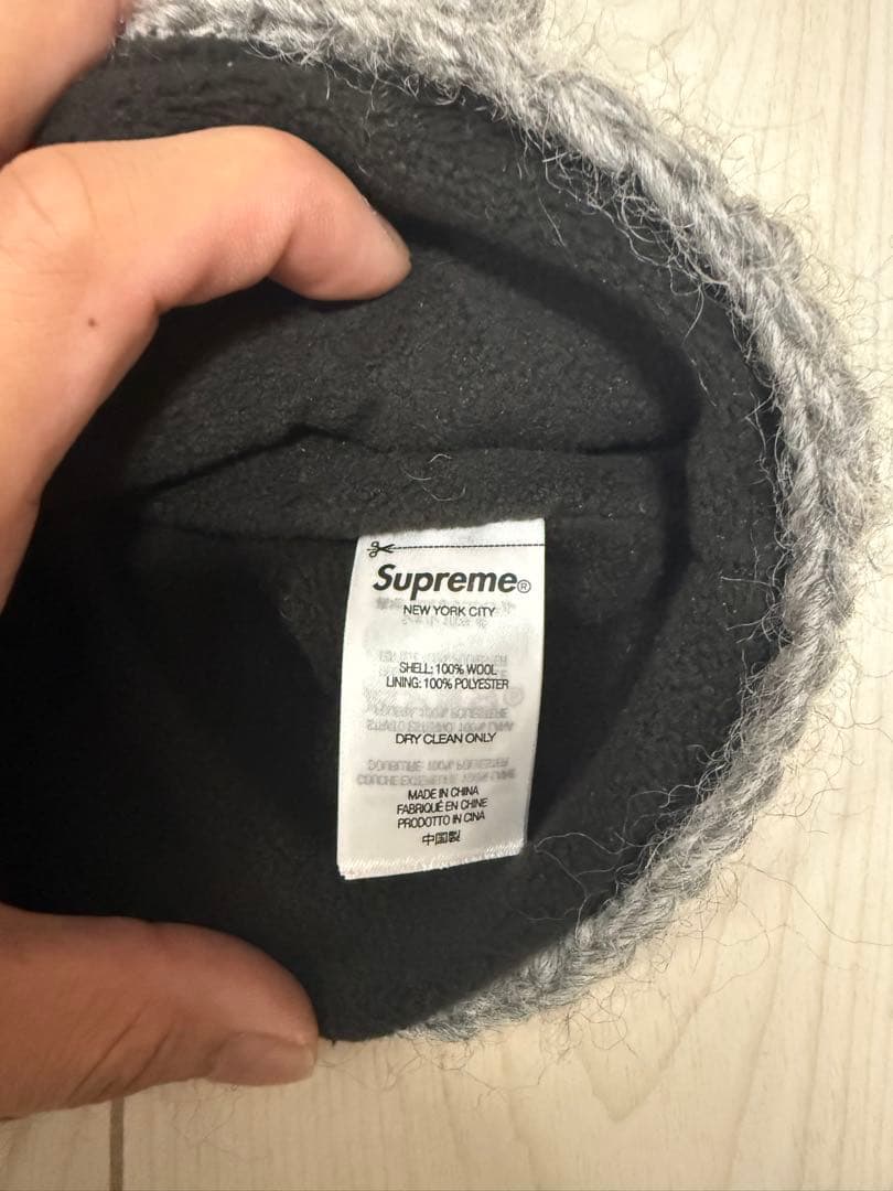 Supreme ニット帽 グレー 花柄刺繍