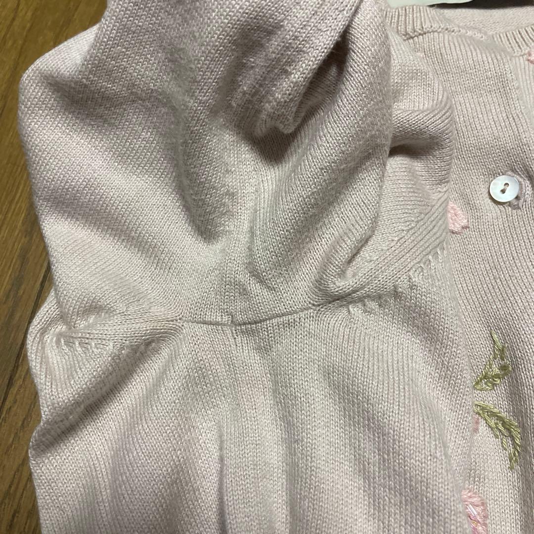 ケイタマルヤマ 桜刺繍カーディガン 淡いピンク