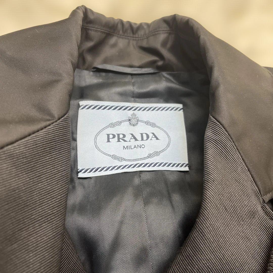 プラダ PRADA トレンチコート ナイロンコート ブラック グログランリボン