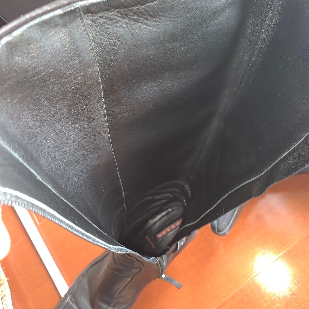 PRADA ブラックレザー ロングブーツ 約24.5cm