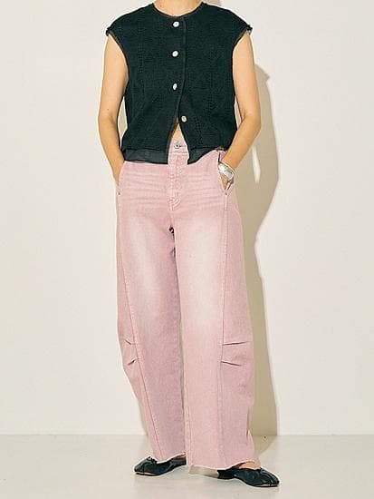 36 新品 完売品 YENN ニータックデニムパンツ ピンク