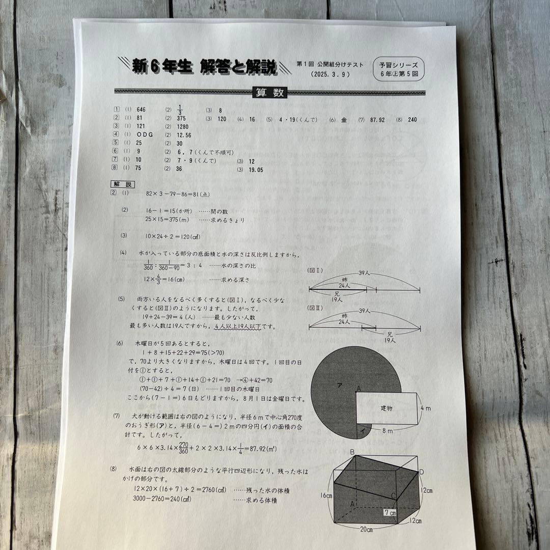 2025年度 6年生 合不合判定テスト 組分けテスト 全1年度分