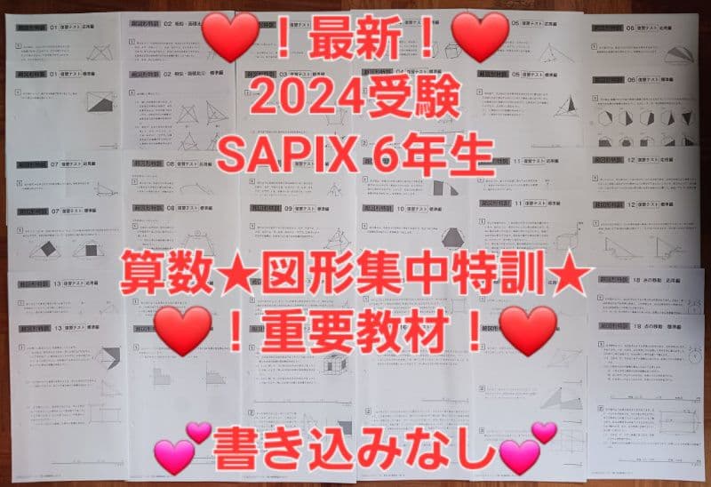 【★2024受験】【書き込みなし】Sapix6年 算数 図形 特訓