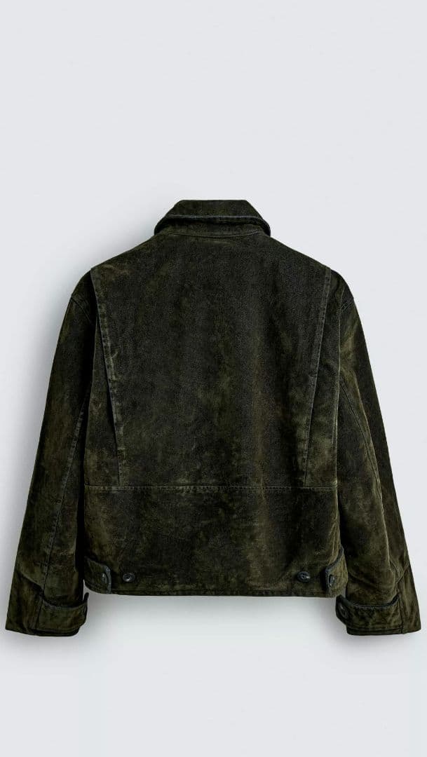 完売品 ZARA ベロアツイルジャケット XL ダークグリーン 新品 未使用
