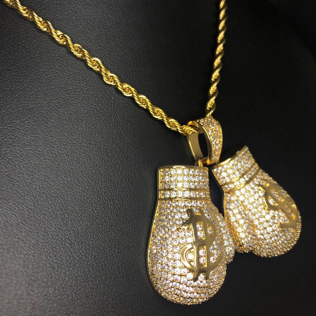 【新品】ボクシング グローブ ミット ドル 袋 ゴールド ネックレス チェーン