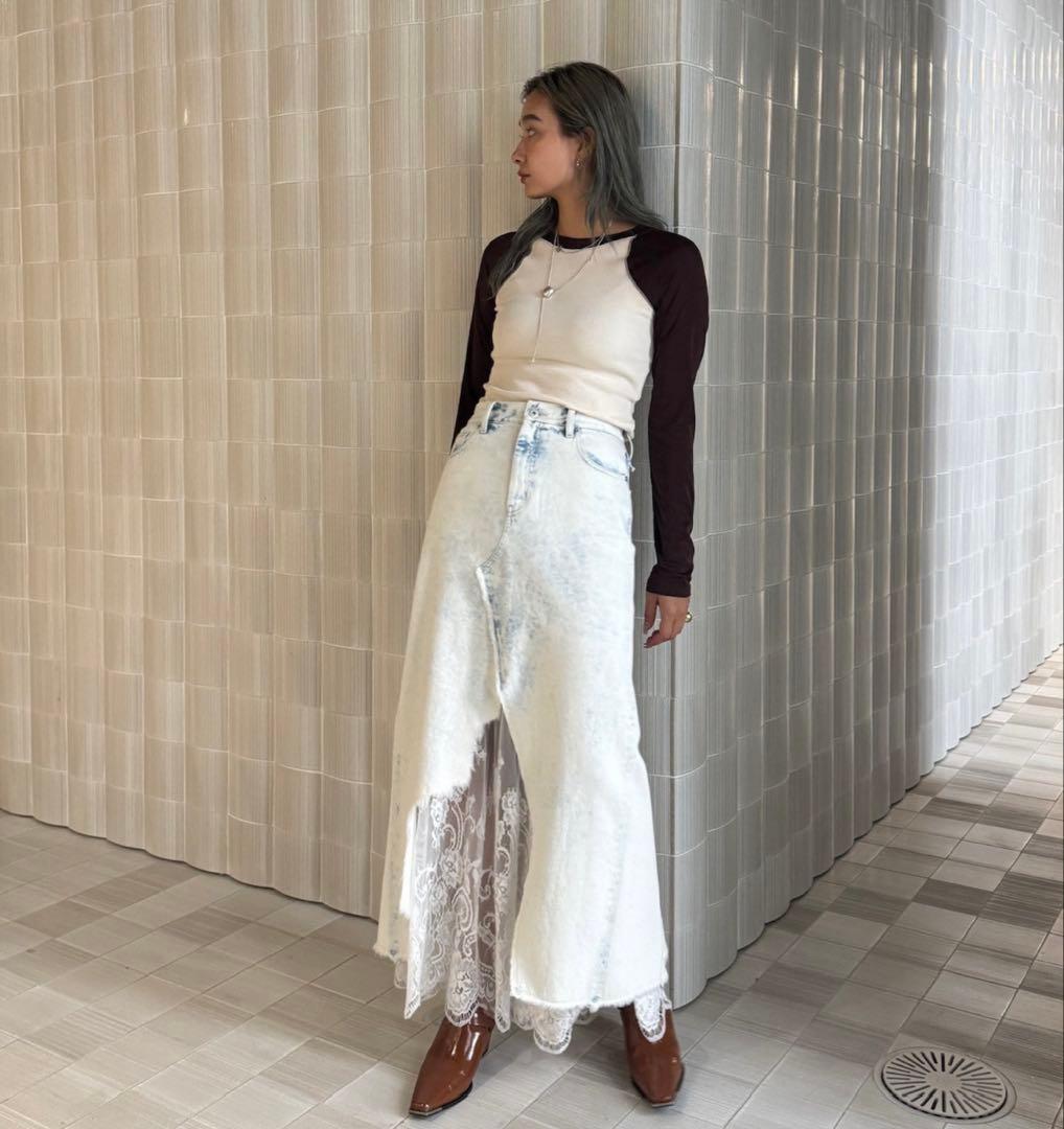 新品⋆REMAKE LIKE DENIM LACE LAYERED SKIRT