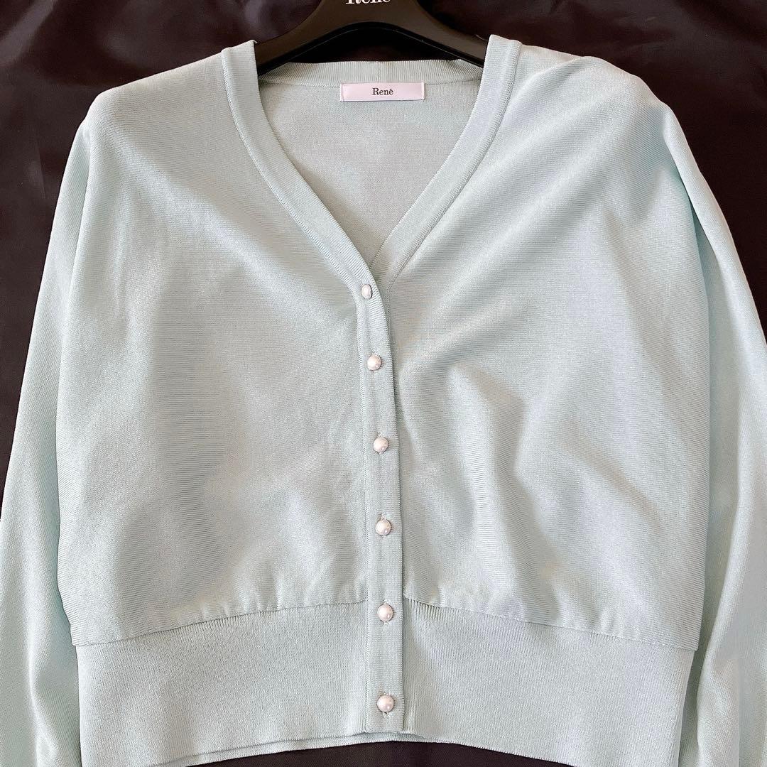 美品✨Rene 2022年 パールニットカーディガン ミントグリーン　36