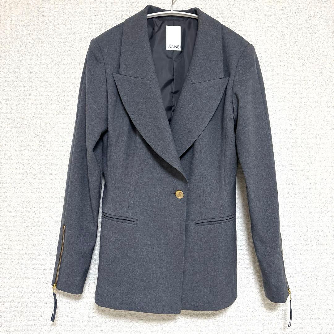 JENNE ジェンヌ シャープカラージャケット グレー M