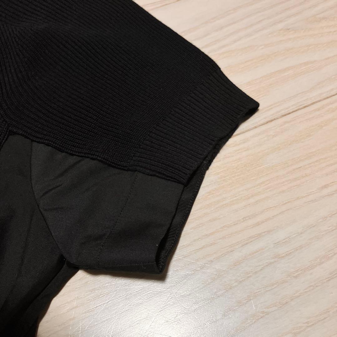 美品 sacai ドッキングワンピース　コットンニット　ポプリン　ベルテッド　黒