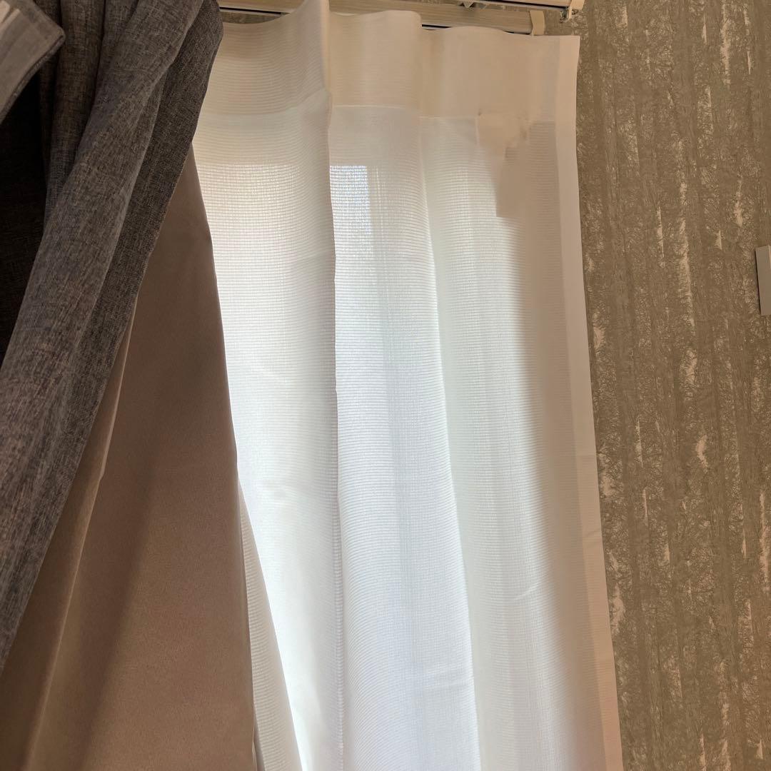 ブルーネット　無印良品 透けにくいレースノンプリーツカーテン幅