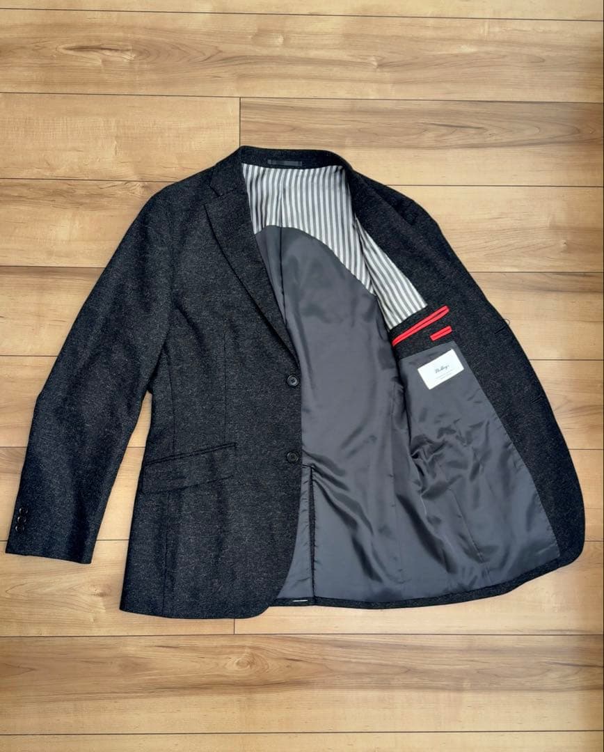 （未使用）ノーリーズ　フラノウールxカシミヤ　ダークグレー テーラードジャケット