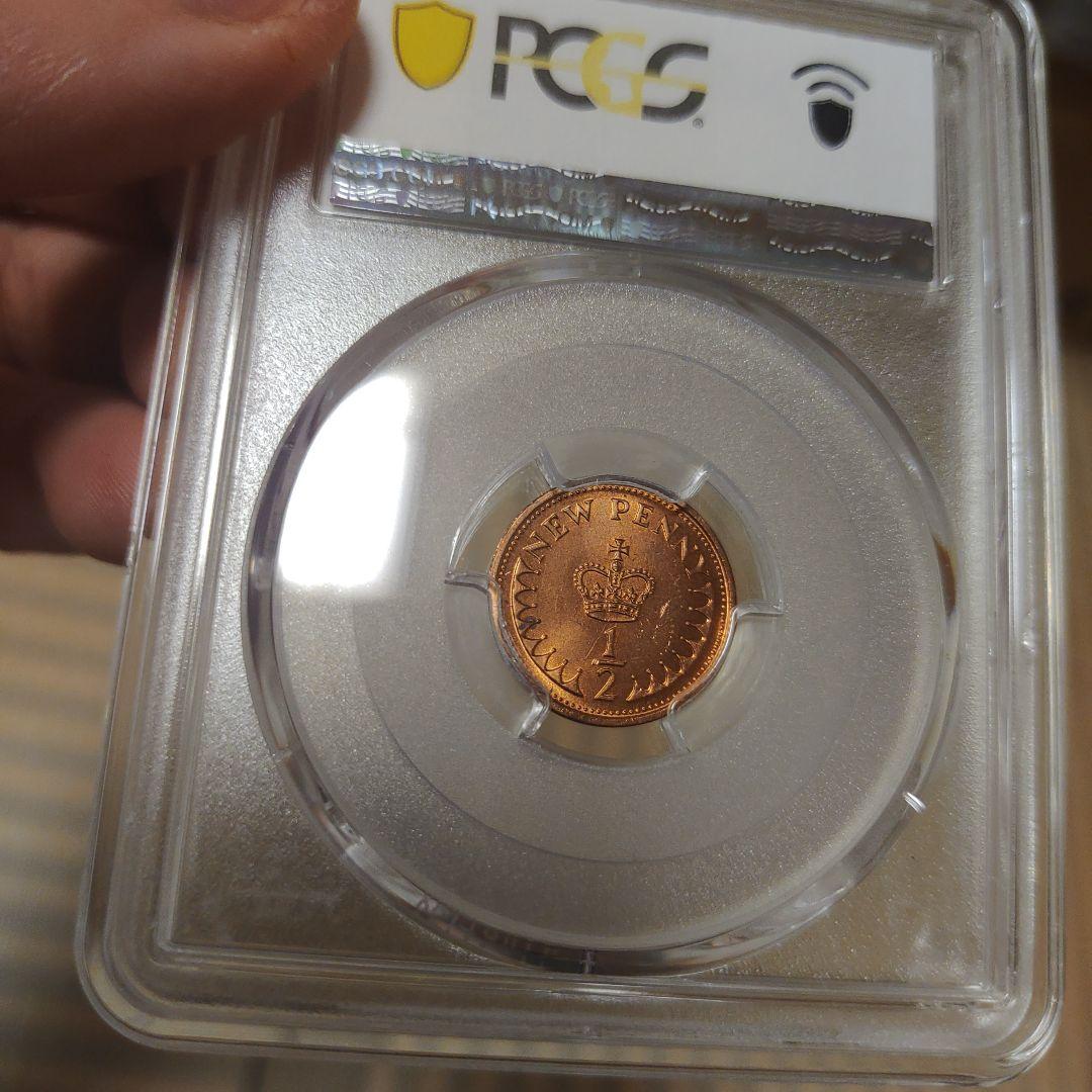 【最高鑑定】1973年 イギリス ペニー 1/2ペンス 銅貨 PR66RD