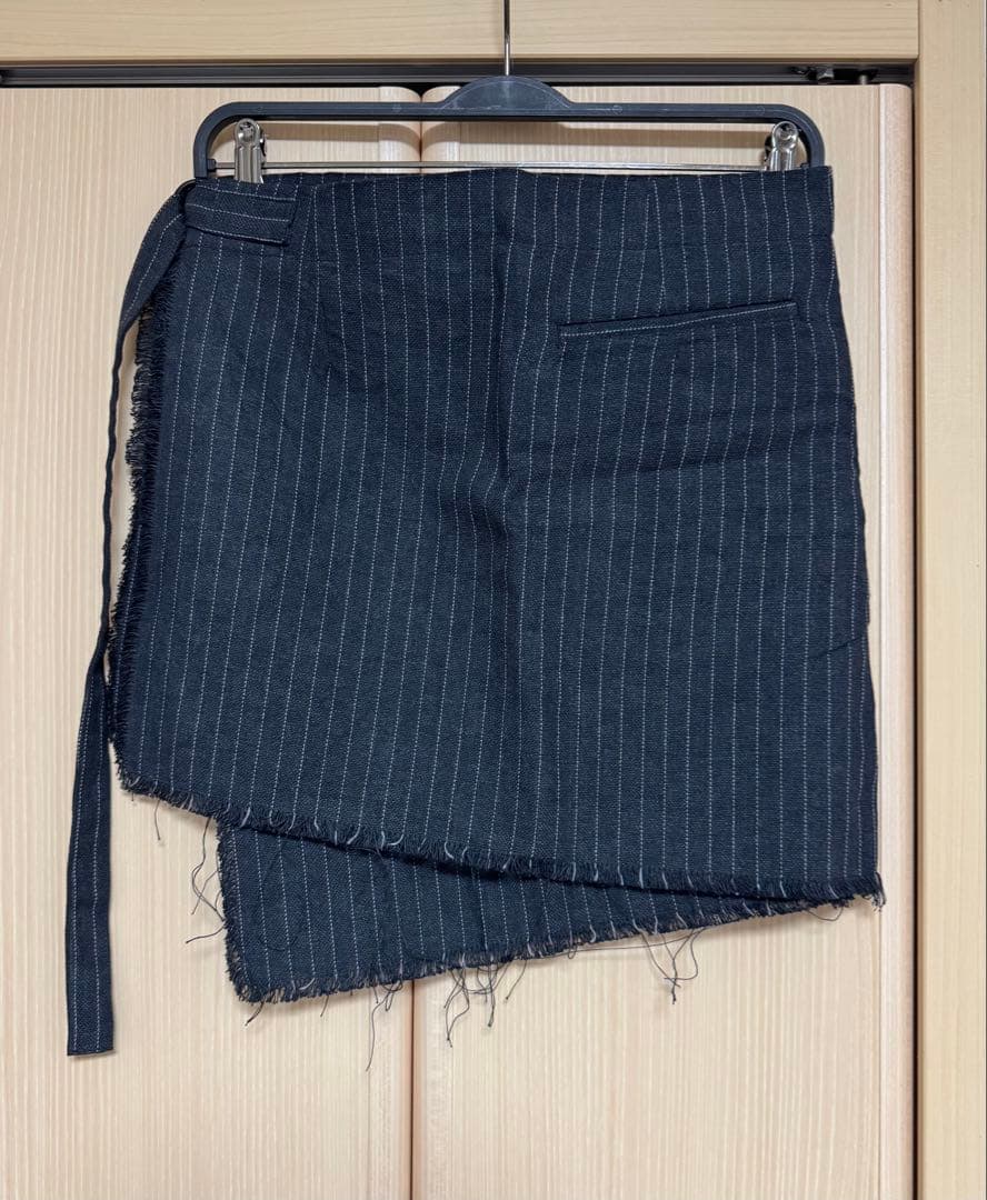 【超美品】ATTACHMENT巻きスカート セットアップ ストライプパンツ