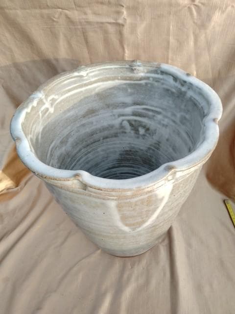 壺　瓶　花瓶　 鉢　広口 　白　底20口34高40cm　シンプル　清涼