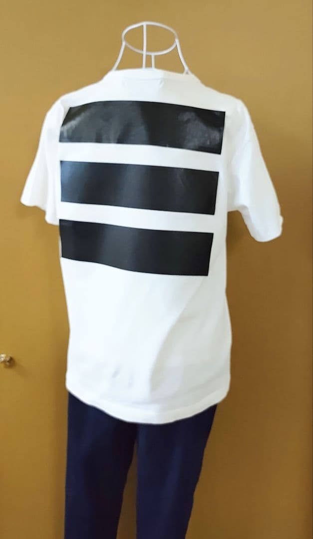 ブラック コムデギャルソン 半袖Tシャツ 背中にポリエステル黒ライン縫い付け M