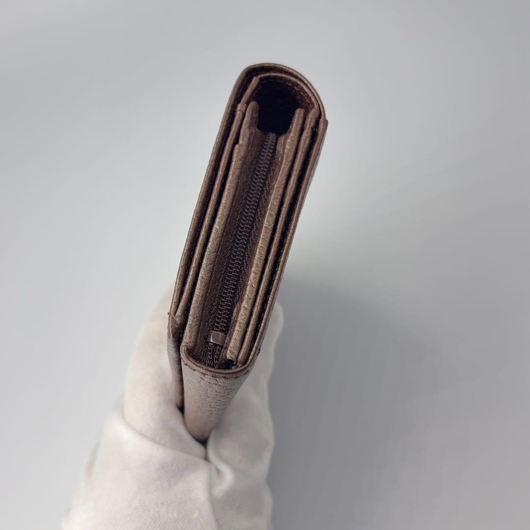 【未使用級】キタムラK2 Kitamura￼牛革二つ折り財布 ラインストーン　茶