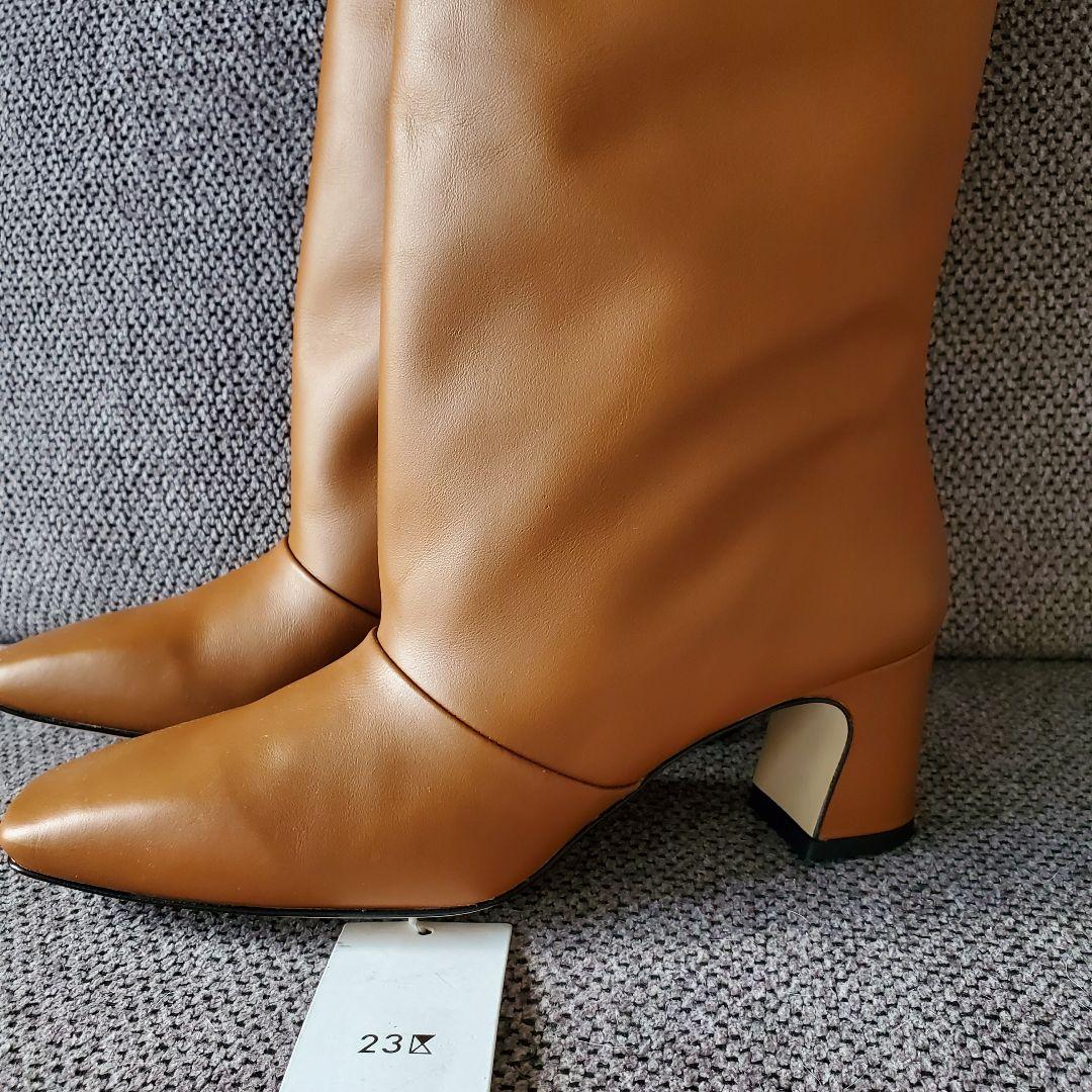 新品◇CORSO ROMA9 コルソローマ9 レザーロングブーツ36 キャメル