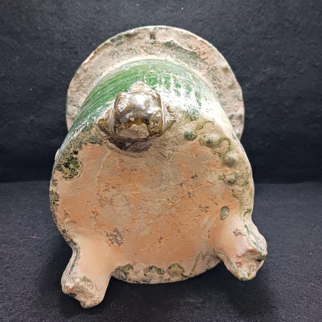 Y2952-2 中国 漢代 緑釉穀倉 置物 高さ27.5㎝