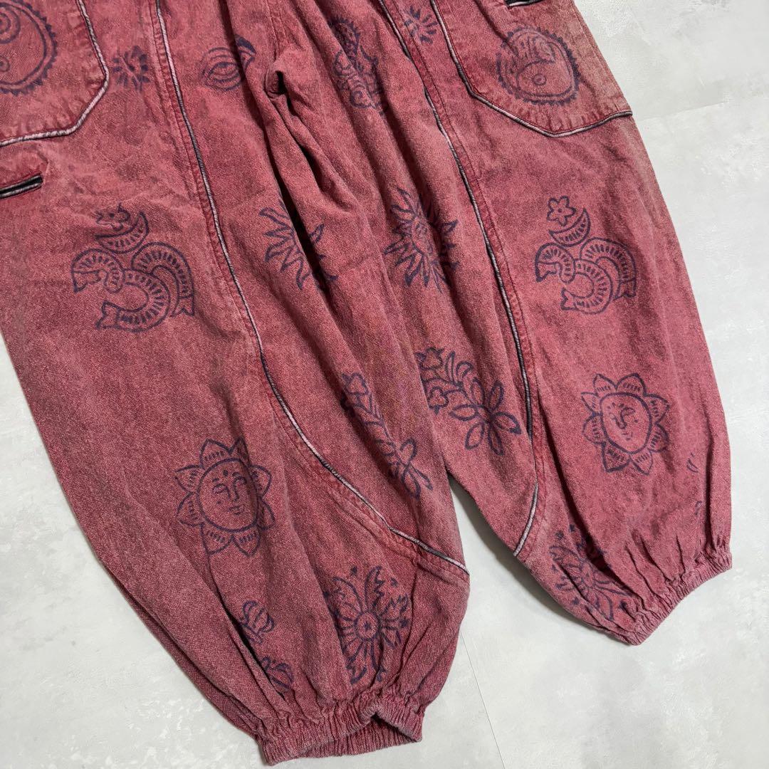 vintage バルーンパンツ　ネパール製　コットン　赤　民族　ネイティブ