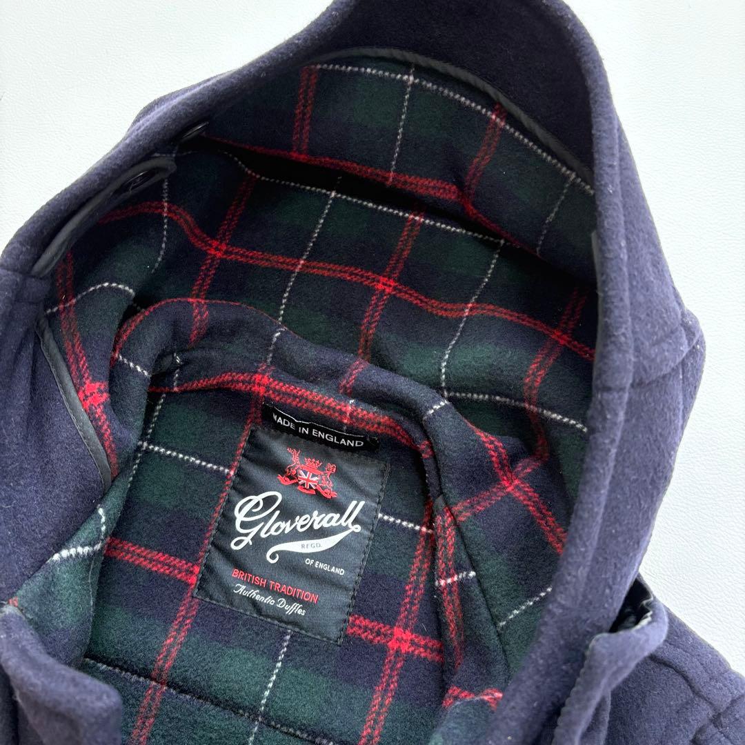 【極美品】グローバーオール ダッフルコート フード チェック ウール L