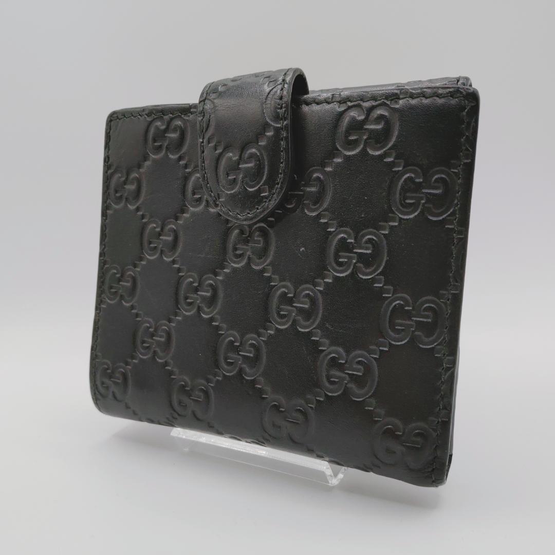 グッチ　GUCCIシマ　インターロッキングG　財布　2つ折り財布　レディース　黒