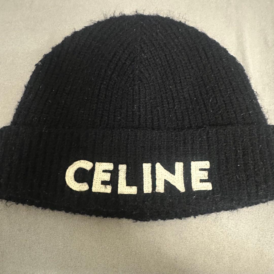 CELINE ロゴ ブラック ニット帽