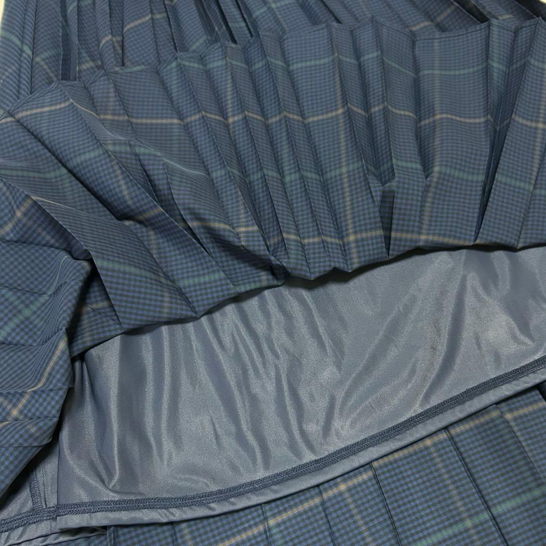 【美品】ZUCCa ズッカチェック プリーツ ブルー系スカート レディース M