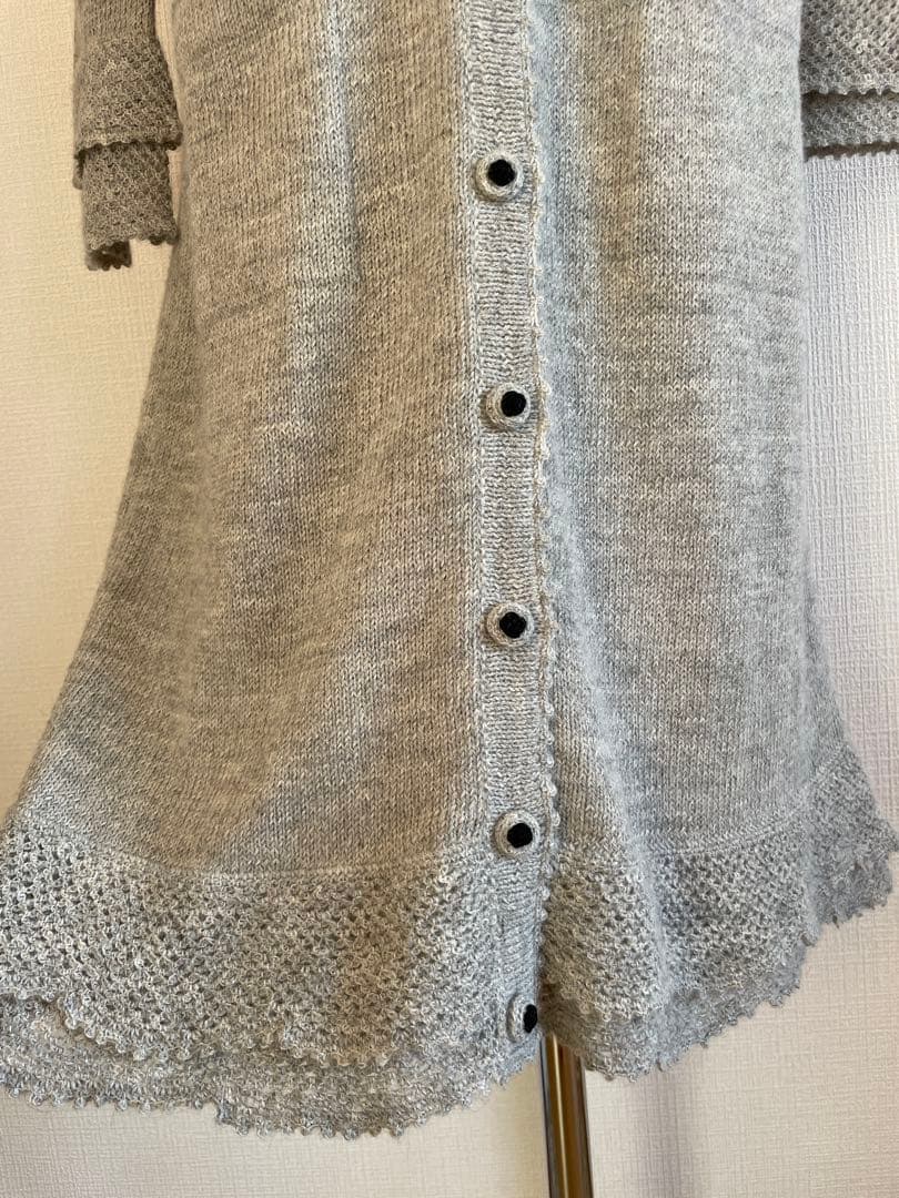 美品  ALPACA アルパカ100％ ロングニットカーディガングレー