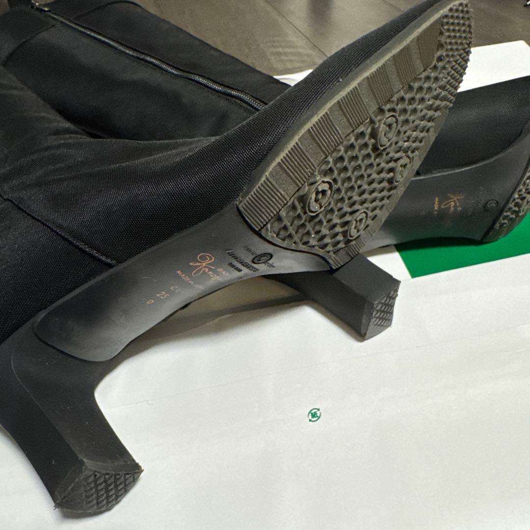 銀座かねまつ ゴアテックス レインブーツ 長靴 防水 黒 25cm ヒール5cm
