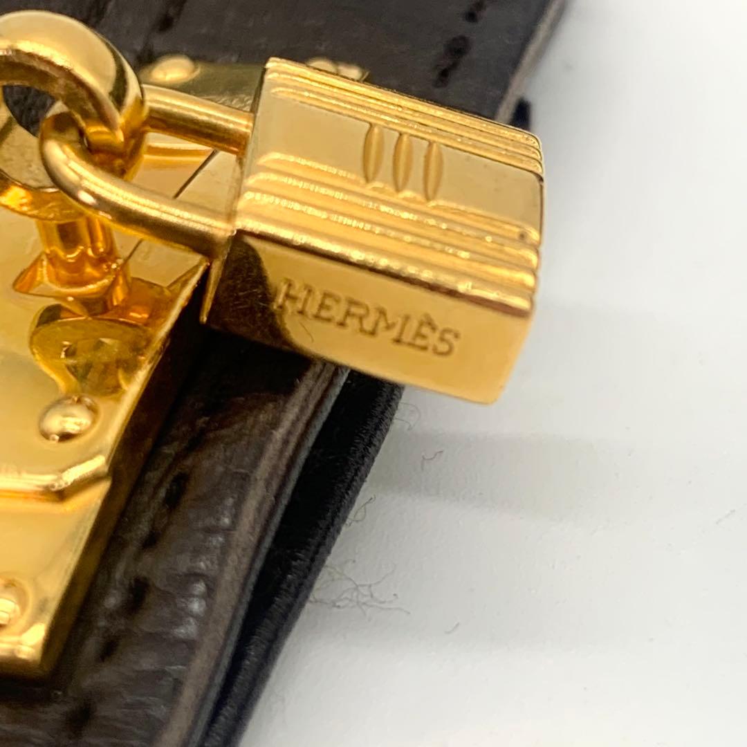 HERMES エルメス レザー手袋 オーケリー ゴールド金具 ブラック 黒