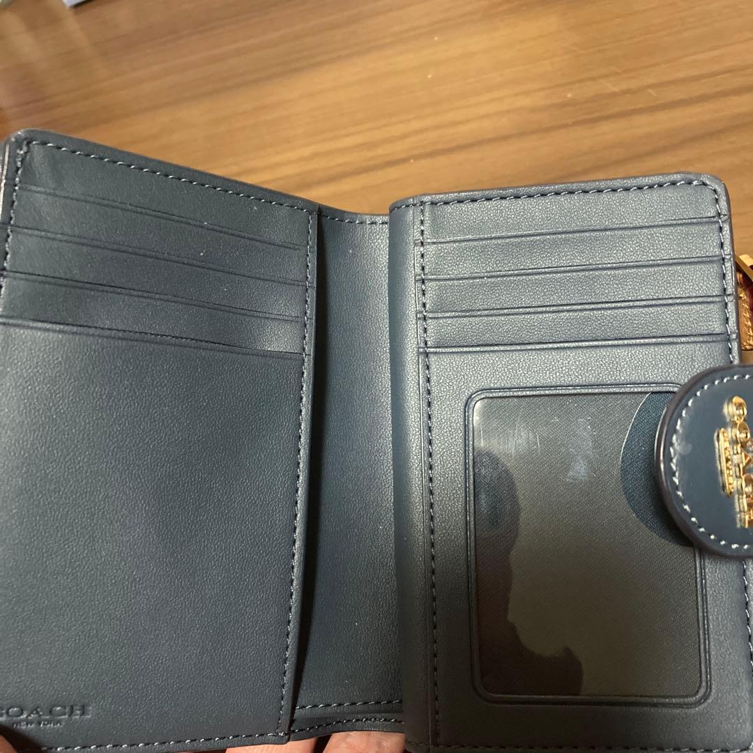 COACH デニム 二つ折り財布 ブルー